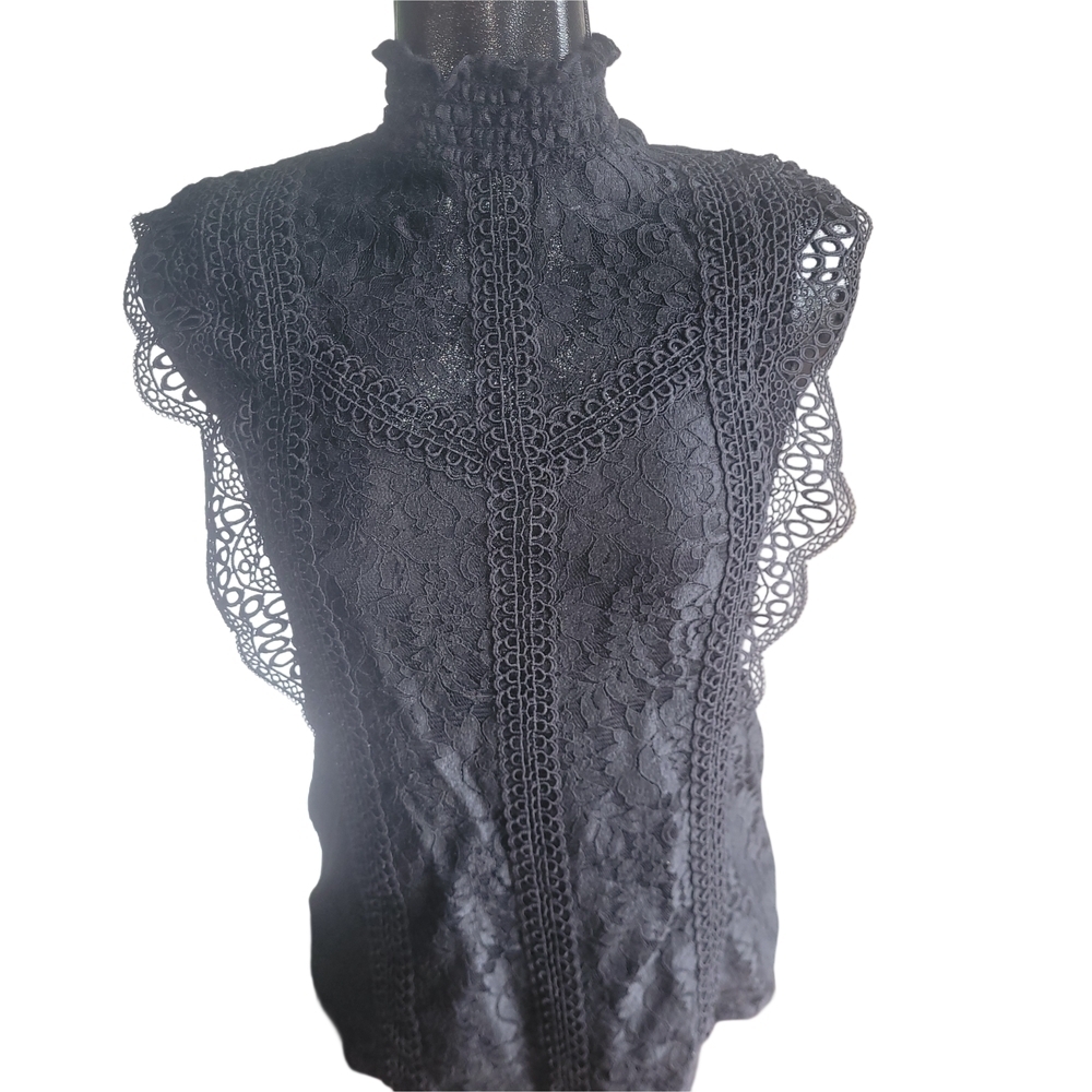 Cable And Gauge Black Whimsgoth Lace Sleeveless Top Size S